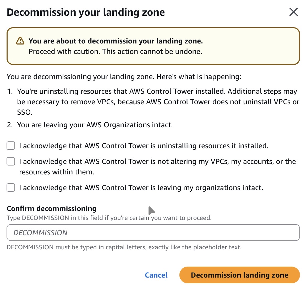 decommission your landing zone