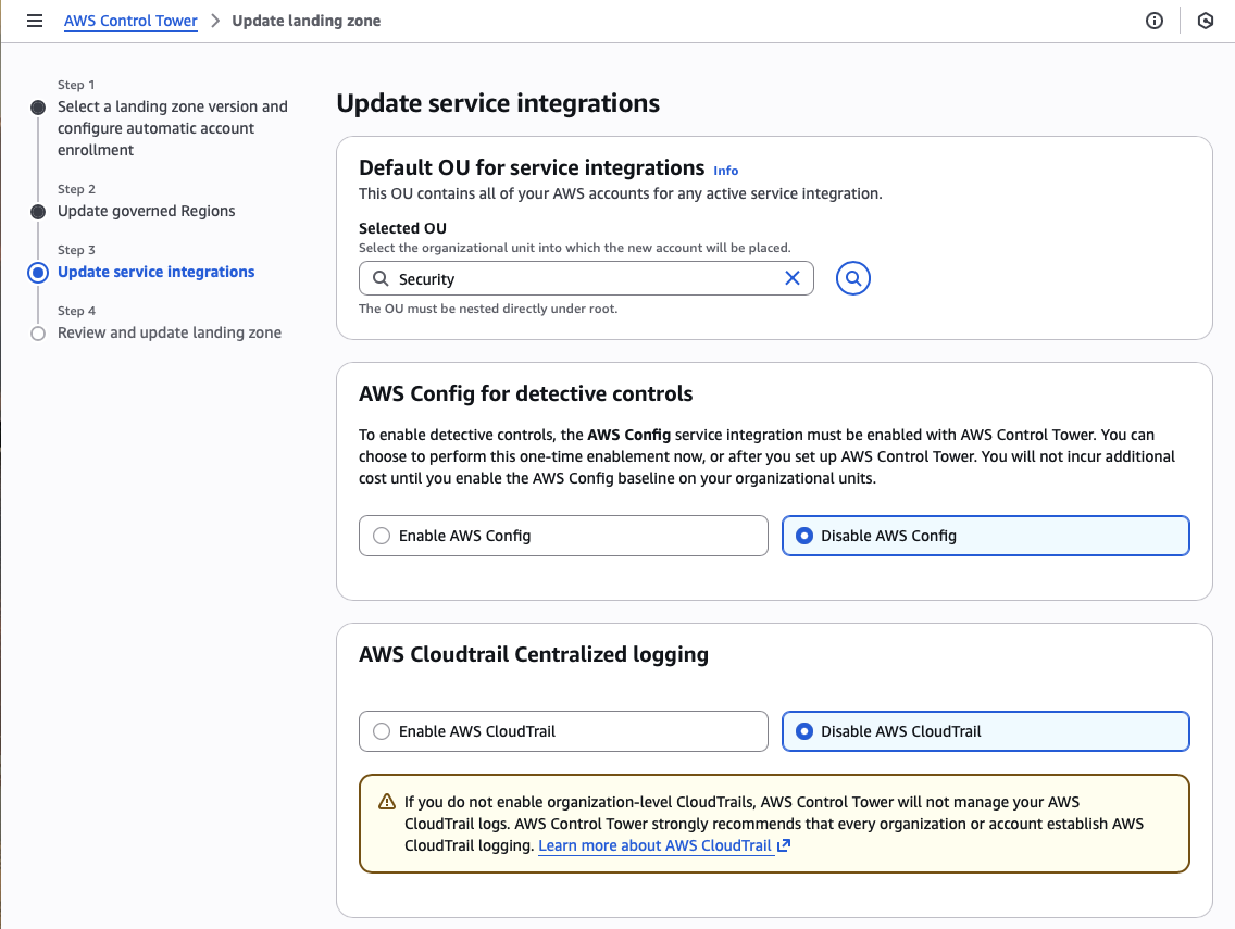 update service integrations